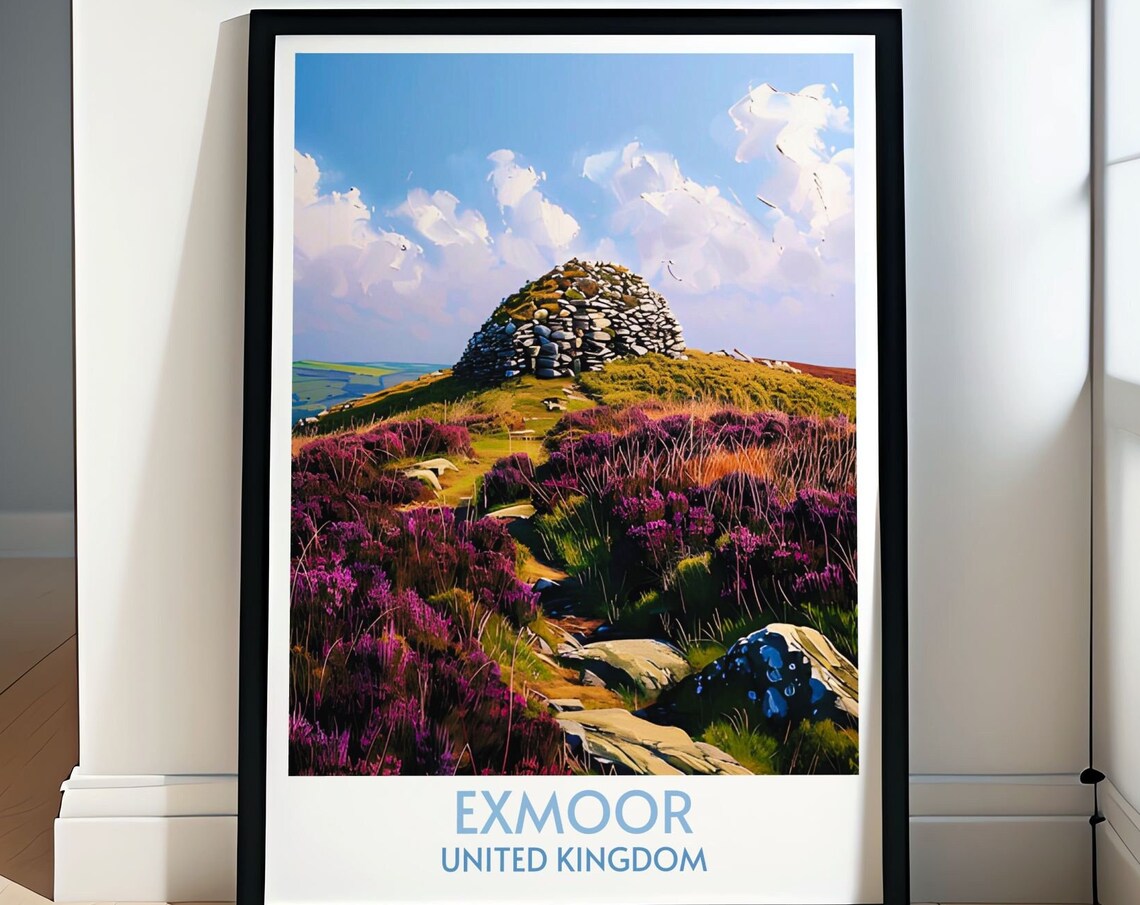 Exmoor United Kingdom Dunkery Beacon Moor Heather Travel Poster