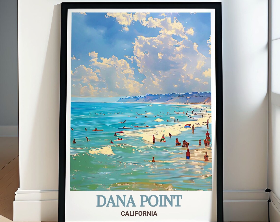 Dana Point California Doheny State Beach Summer Surf Travel Poster