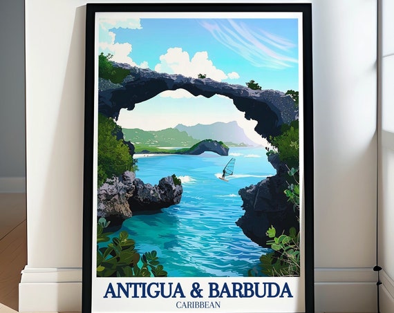 Antigua And Barbuda Travel Posters Dickenson Bay And Devils Bridge Wall Art Collection Antigua And Barbuda Art Prints