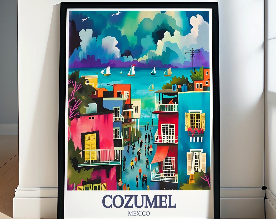 Cozumel Wall Art Travel Art Of Cozumel Downtown And Playa Bonita Beach Cozumel Downtown And Playa Bonita Beach Travel Prints