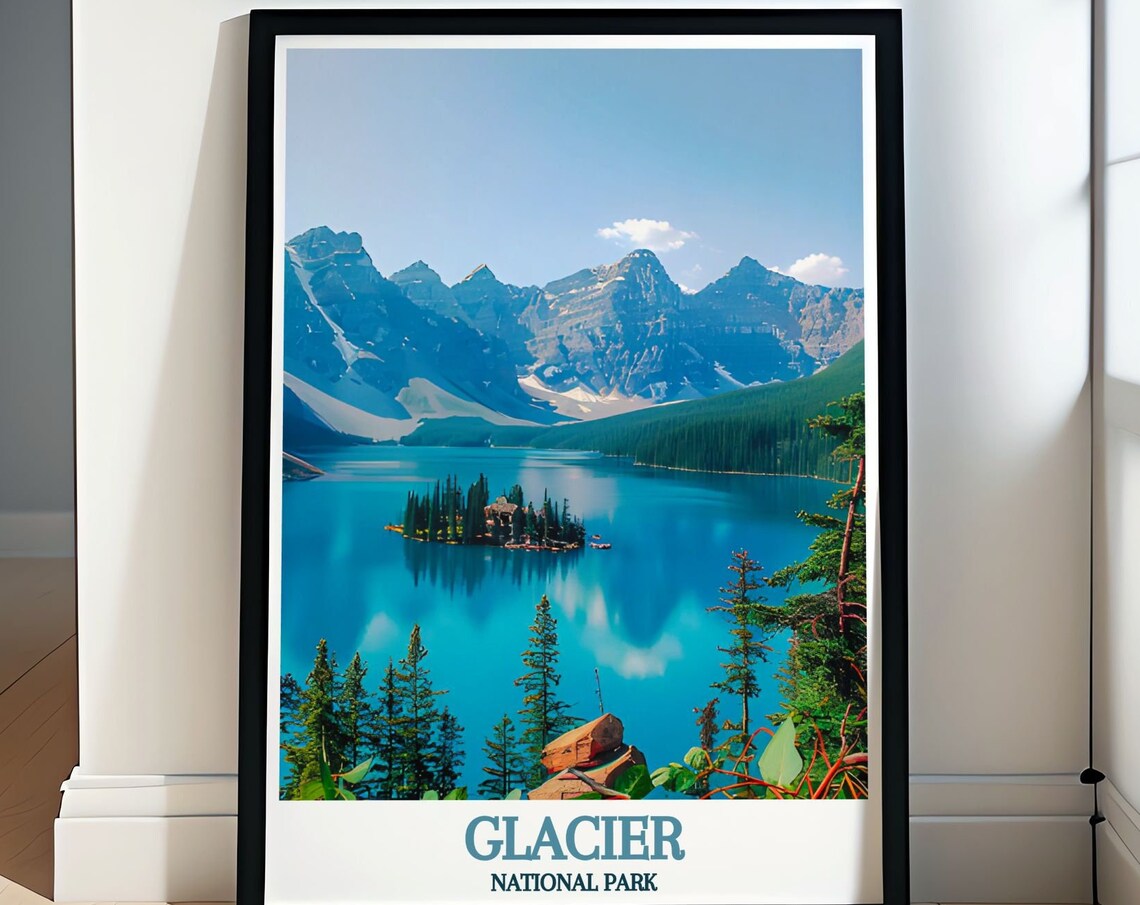 Glacier National Park Turquoise Lake With Pine Island Poster
