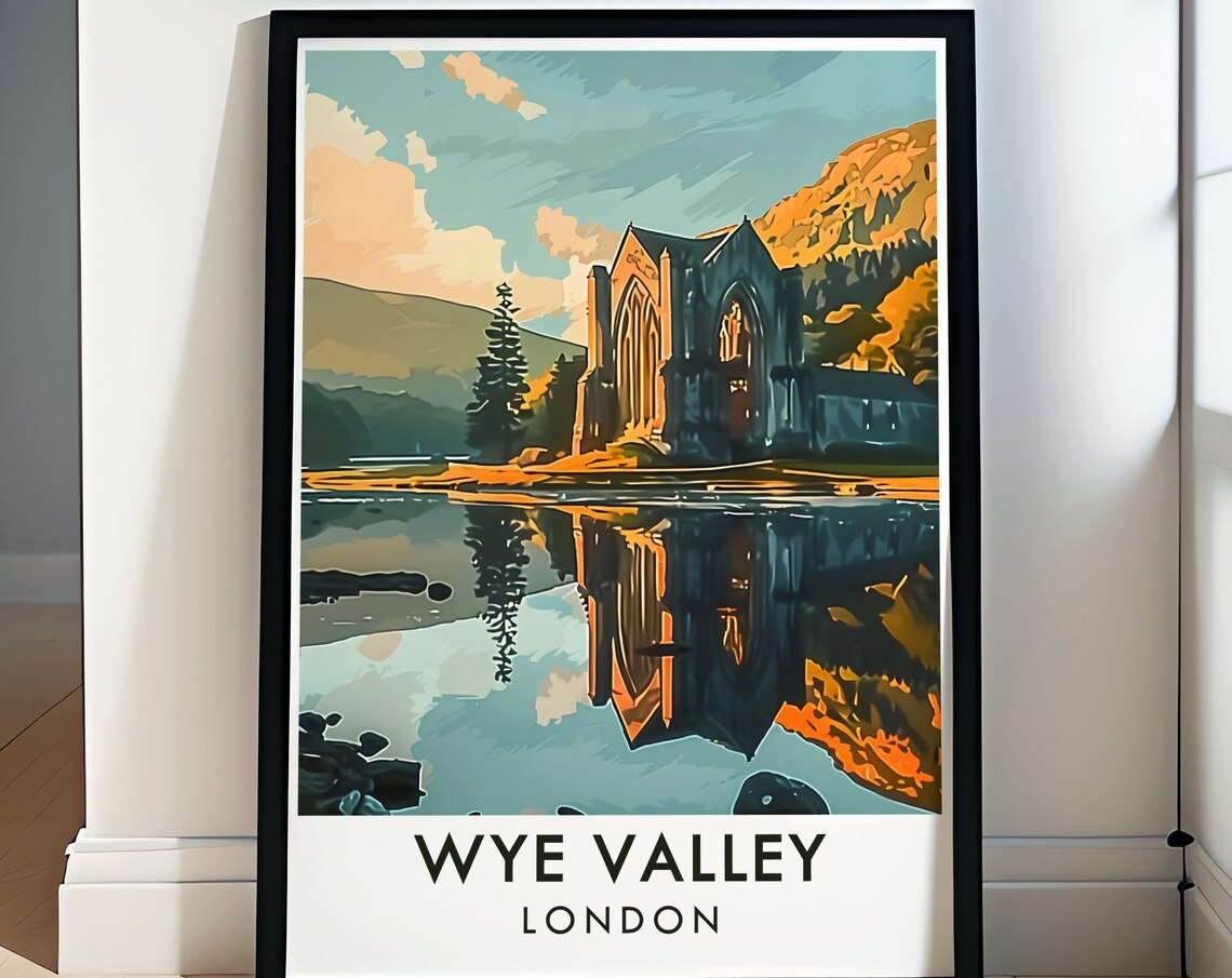 Wye Valley Tintern Abbey Ruins With River Reflections Poster