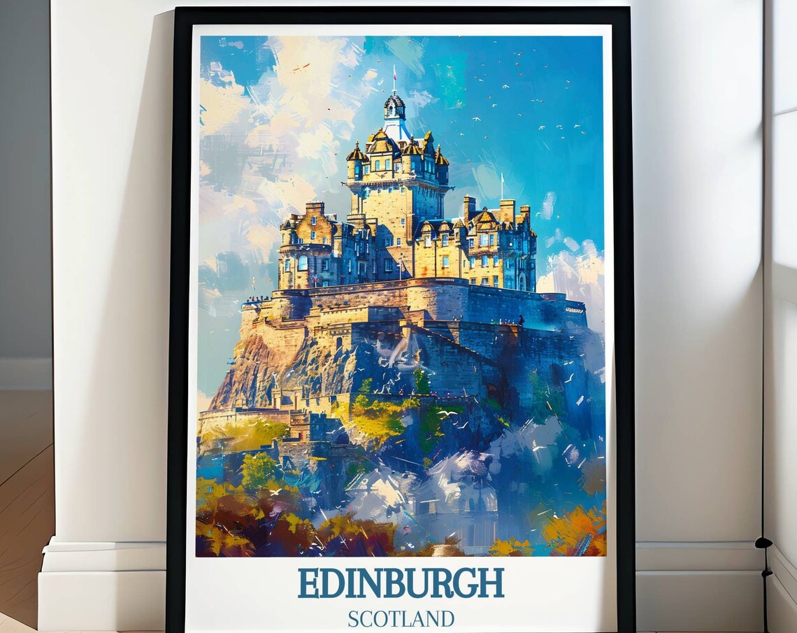 Edinburgh Castle Scotland Historic Fortress Painterly Art Poster