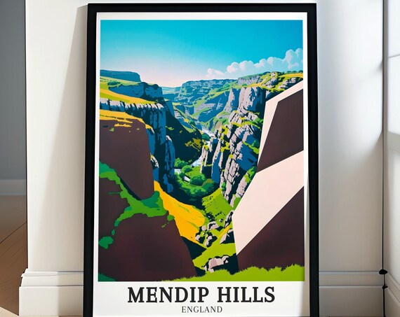 Mendip Hill Print Cheddar Gorge Somerset Poster Cheddar Gorge Somerset Decor Mendip Hills Decor Mendip Hills Gift