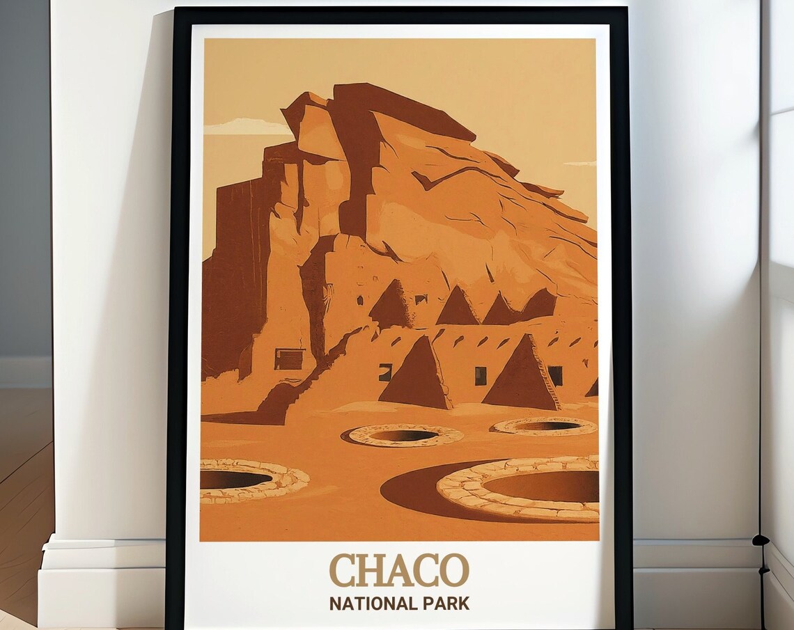 Chaco National Park Ancient Kiva Ruins Warm Desert Travel Poster