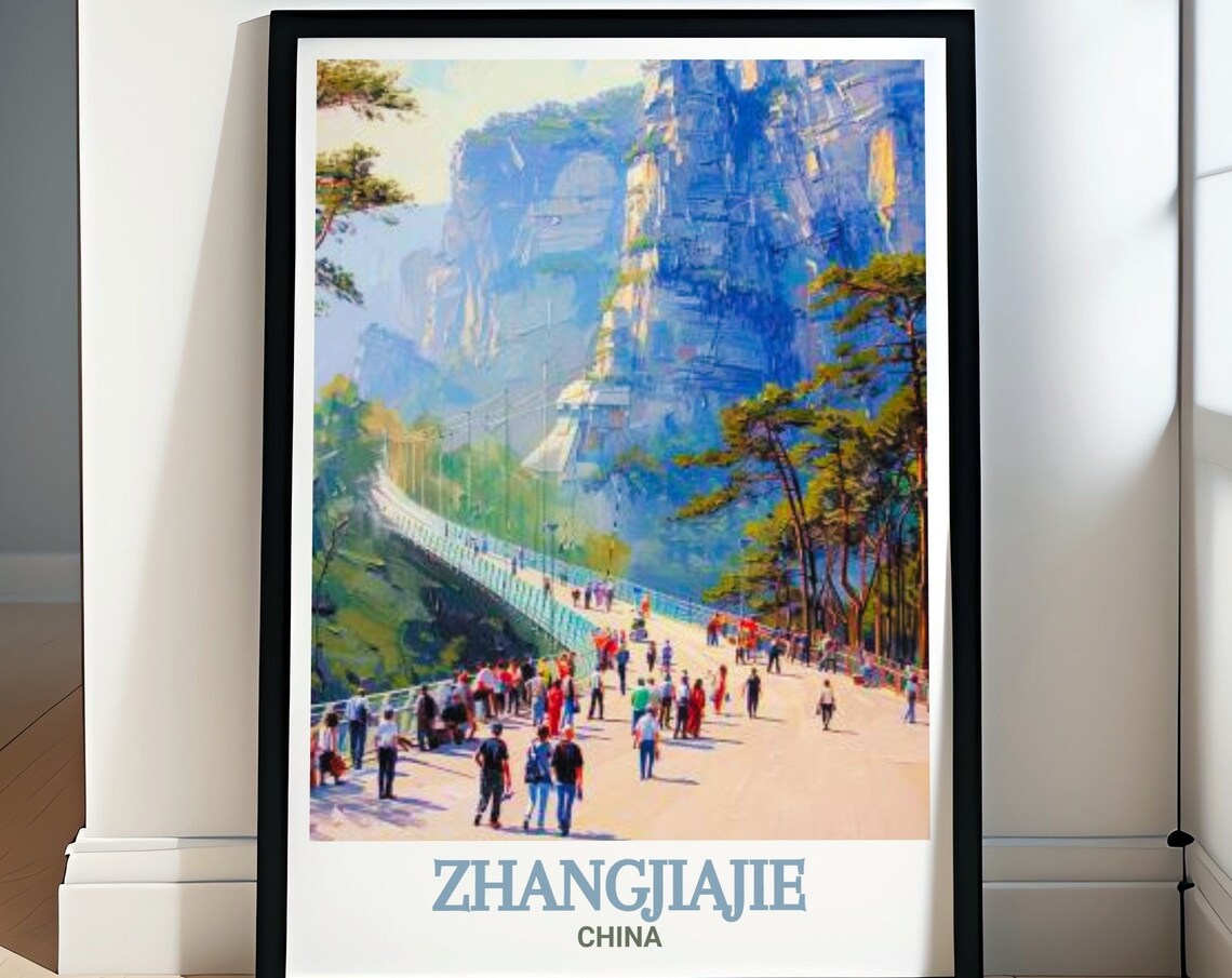 Zhangjiajie Grand Canyon Glass Bridge China Adventure Travel Poster