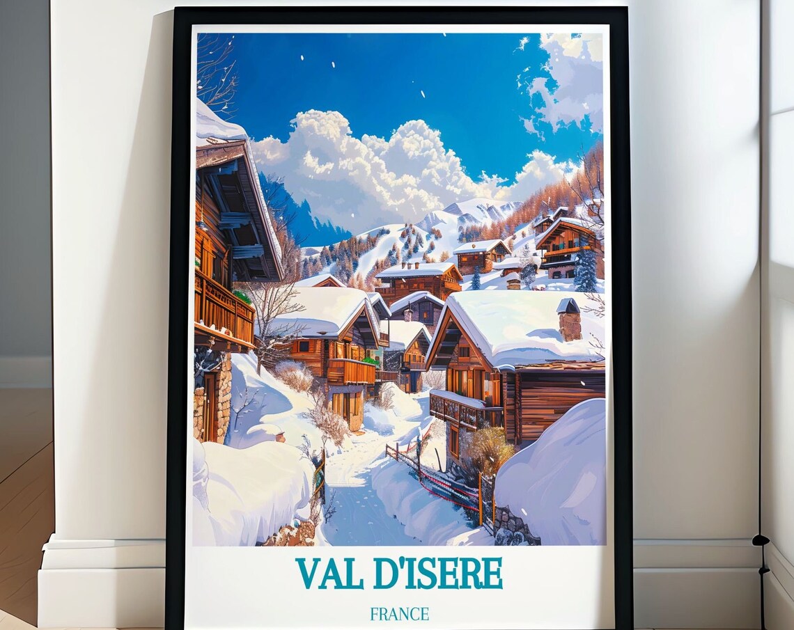 Val d'Isere Snowy Alpine Village Wooden Chalets French Alps Poster