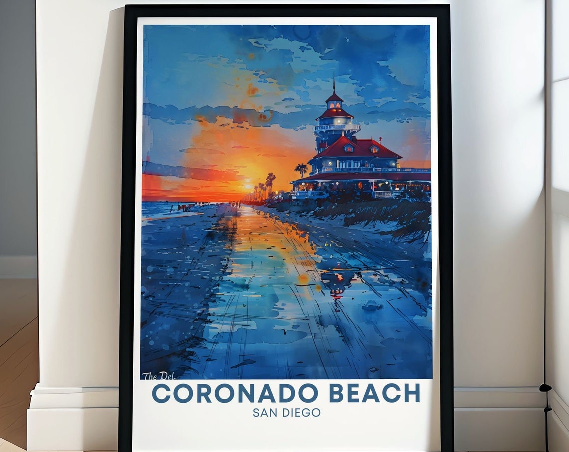 Coronado Beach San Diego Hotel Del Sunset Oceanfront Travel Poster