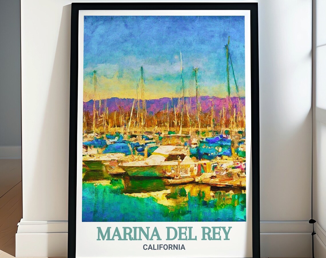 Marina Del Rey California Sailboat Harbor Golden Sunset Poster