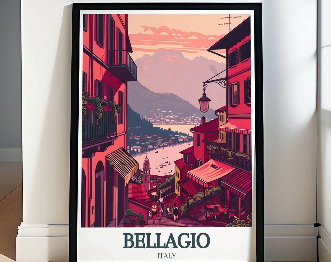 Bellagio Lake Como Rose Village Lane Dusk Twilight Village Poster