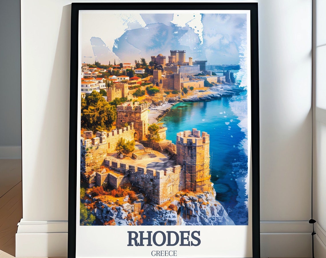 Rhodes Poster Palace Of The Grand Master Print Old Town Of Rhodes Art And Travel Poster Greece Travel Gifts And Decor