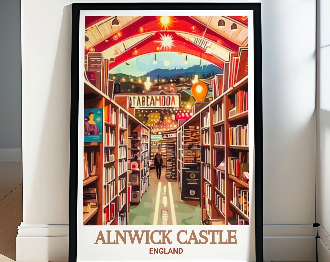 Alnwick Castle Travel Poster, Northumberland Landmark
