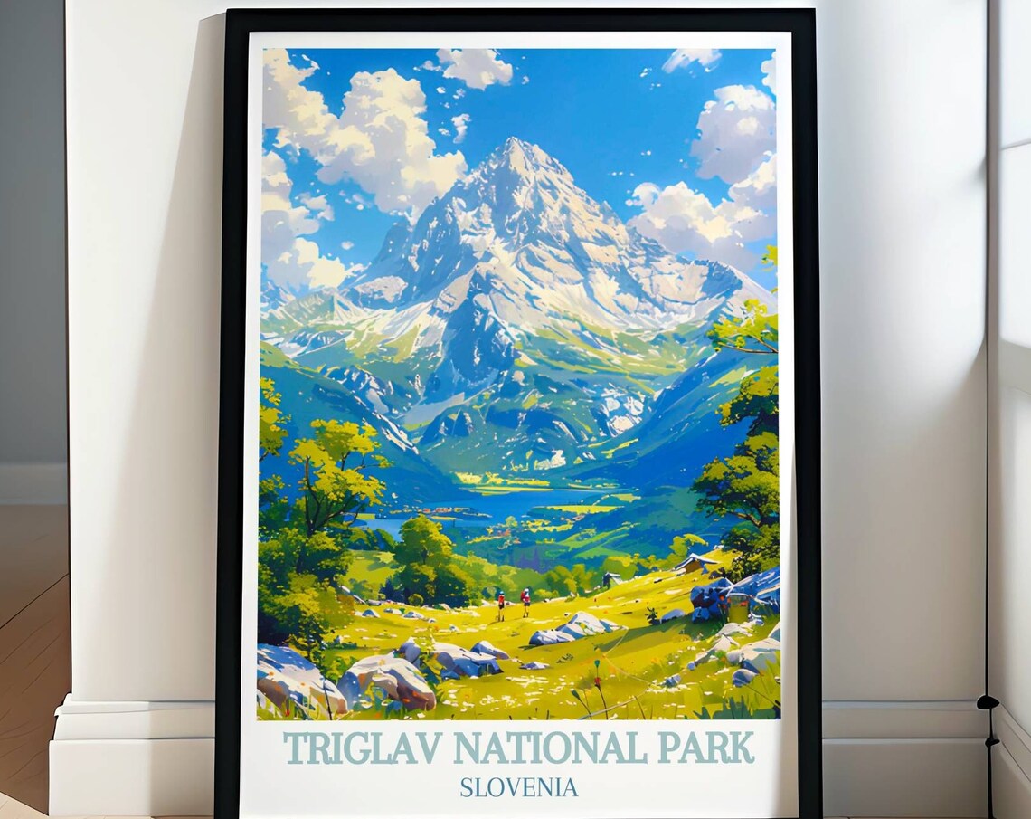 Triglav National Park Slovenia Summer Meadow Mountain Hikers Poster