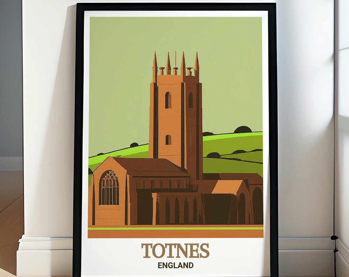 Totnes England St Marys Church Minimalist Retro Travel Poster