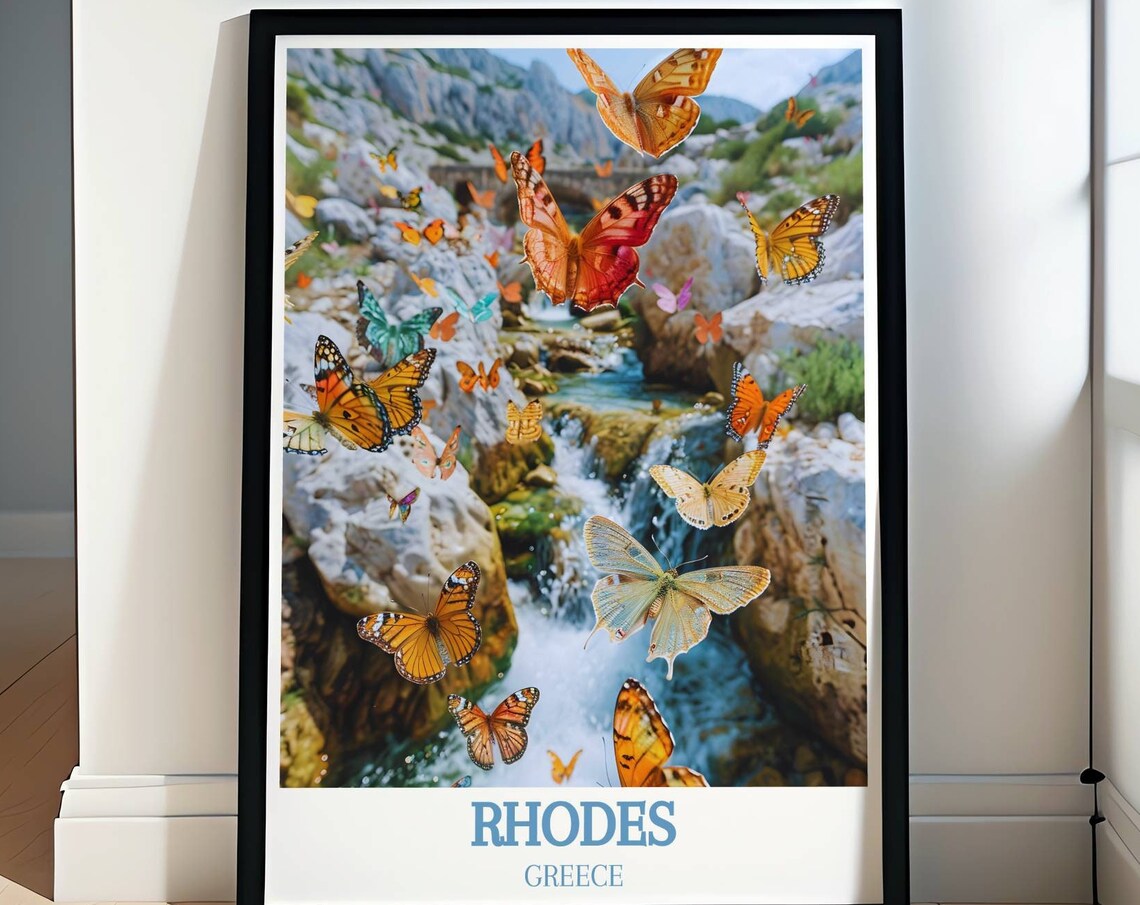 Rhodes Greece Butterflies Valley Rocky Stream Island Magic Poster
