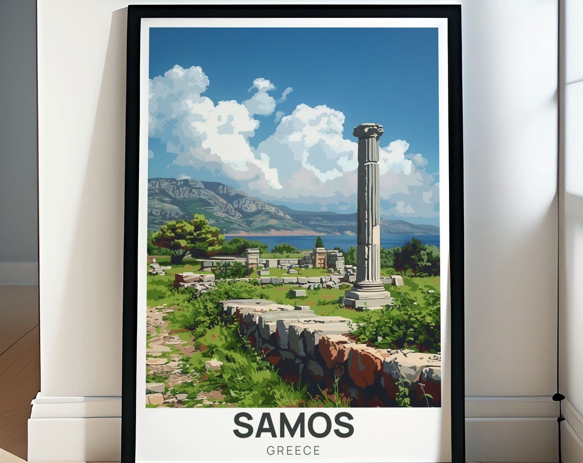 Samos Greece Heraion Ancient Column Ruins Historic Site Poster