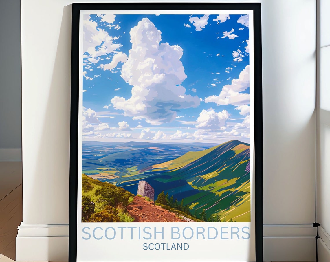 Scottish Borders Scotland Eildon Hills Summit Panorama Vista Poster