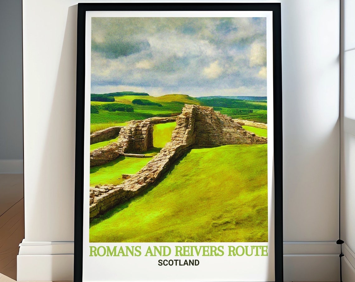 Romans And Reivers Route Travel Print Housesteads Roman Fort Art Housesteads Roman Fort Travel Poster Housesteads Roman Gift