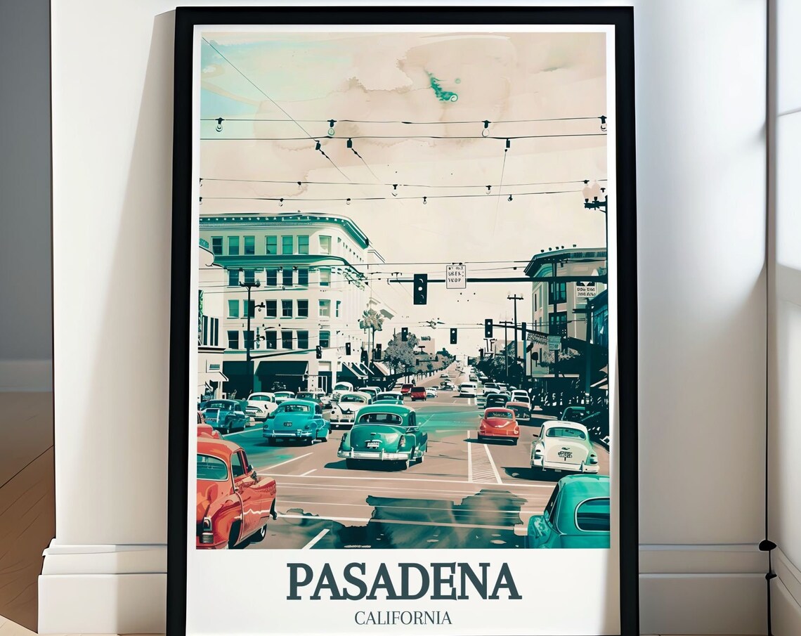 Pasadena Vintage Main Street Classic Cars California Retro Poster