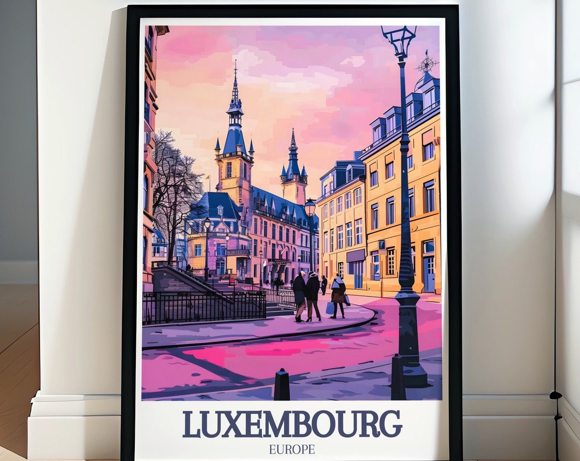 Luxembourg Travel Poster Grand Ducal Palace Posters Grand Ducal Palace Travel Prints Grand Ducal Palace Southern Luxembourg Decor