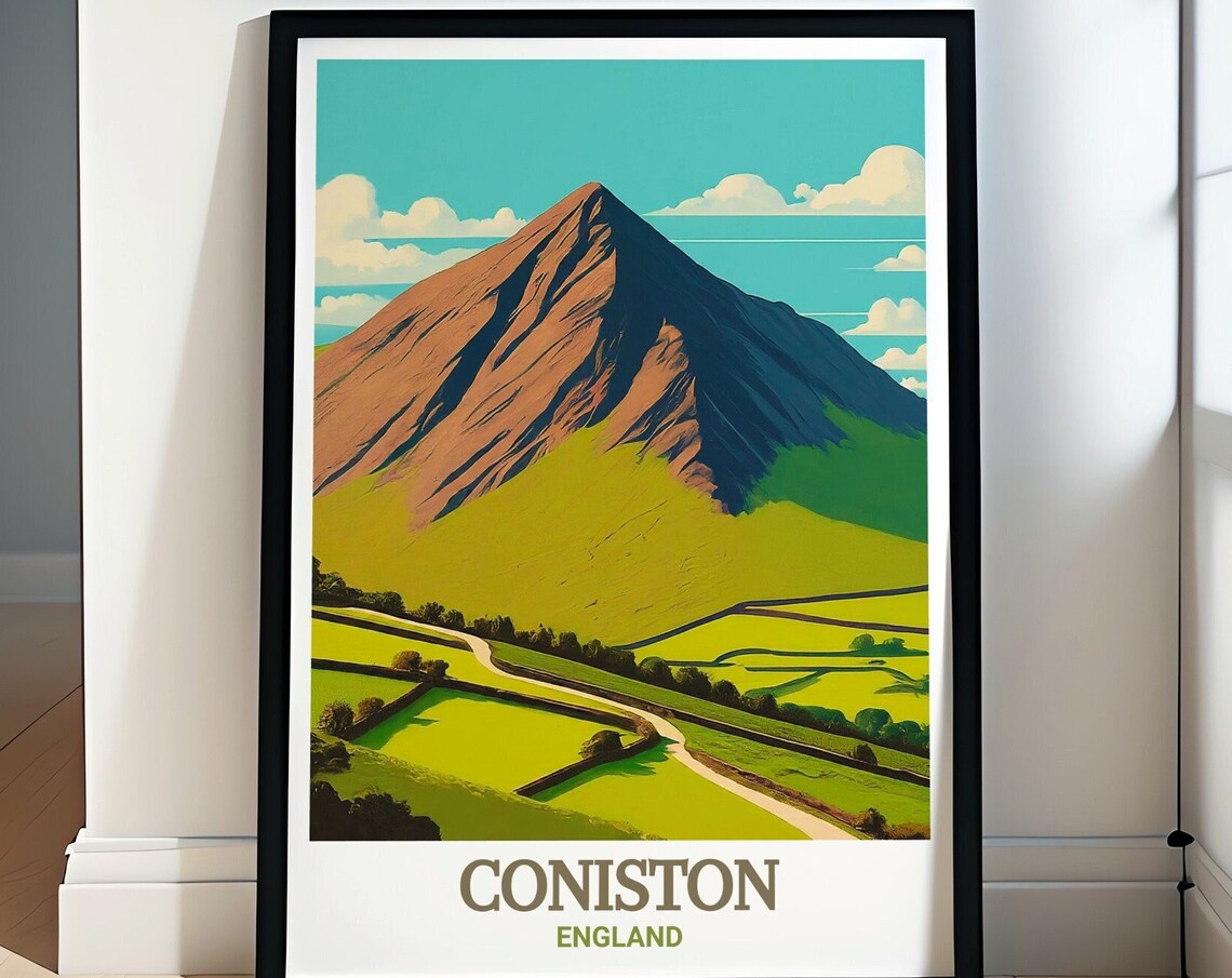 The Old Man Of Coniston Mountain Lake District England Travel Poster