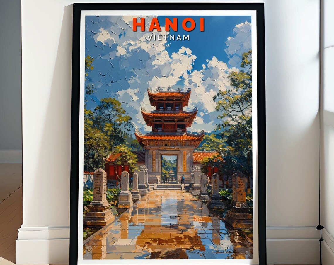 Hanoi Temple Of Literature Ancient Gate Vietnam Heritage Travel Poster