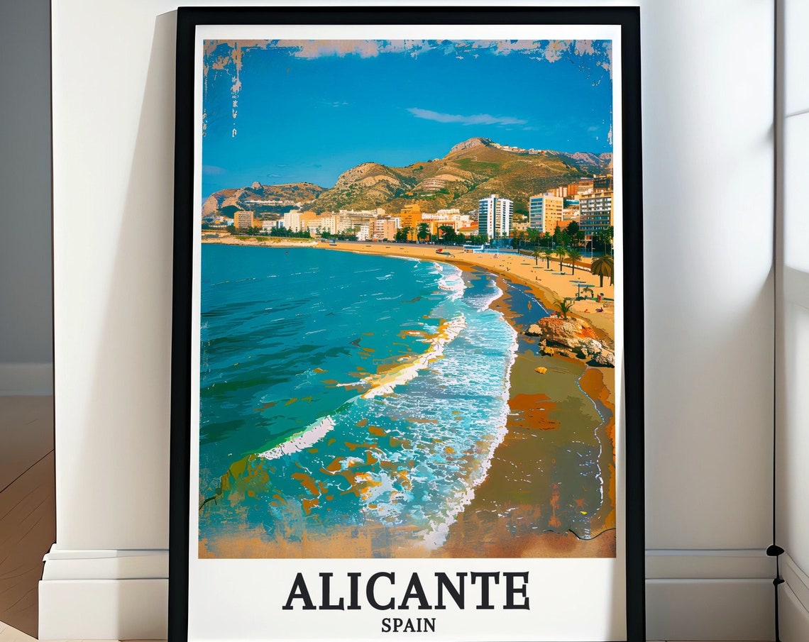 Alicante Wall Art Playa De San Juan Mediterranean Sea Alicante Print Playa De San Juan Mediterranean Sea Travel Poster Alicante Decor