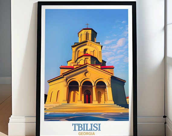Tbilisi Travel Poster Holy Trinity Cathedral Tbilisi Art Prints Tbilisi Posters And Prints Holy Trinity Cathedral Wall Art