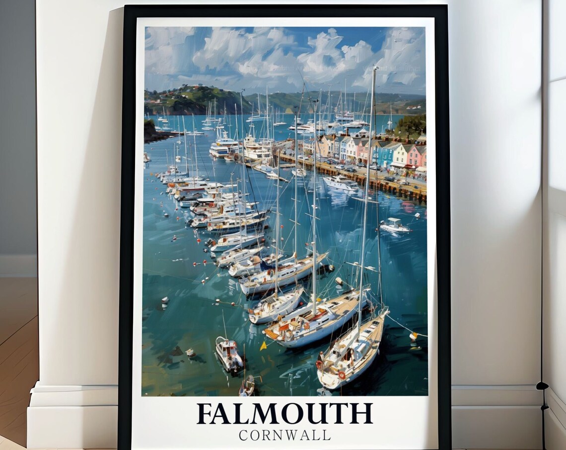 Falmouth Harbour Travel Poster, Wall Decor