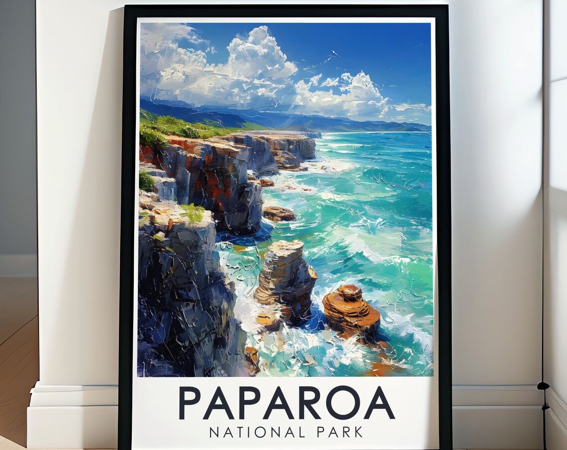 Pancake Rocks Blowholes Limestone Cliffs Paparoa New Zealand Poster