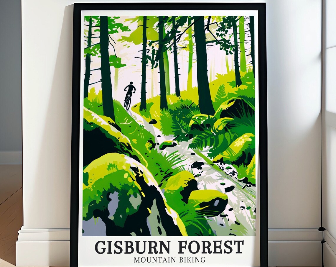 Gisburn Forest Mountain Biking Blue Route Trail Forest Sport Poster