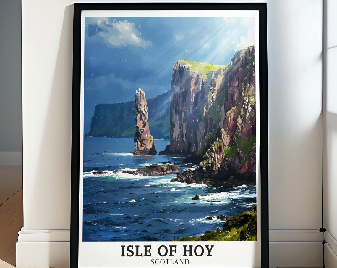 Isle of Hoy Scotland Old Man of Hoy Sea Cliffs Coast Travel Poster