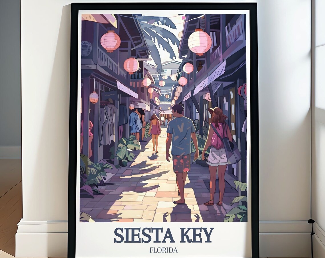 Siesta Key Village Ocean Boulevard Lantern Shops Street Poster