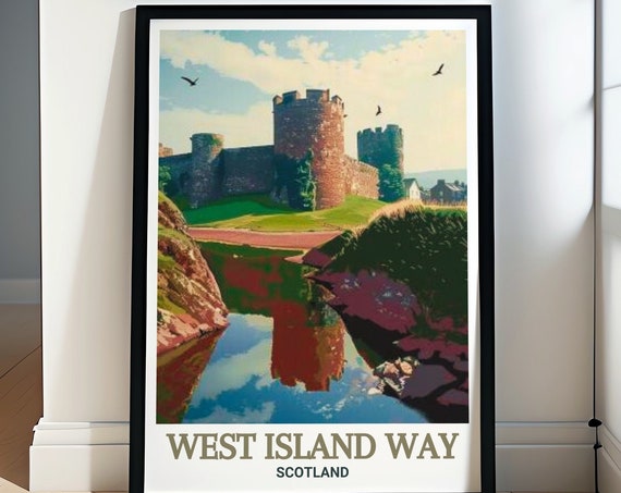 West Island Way Travel Print Rothesay Castle Decor Rothesay Castle And West Island Way Travel Print Rothesay Castle Art Print