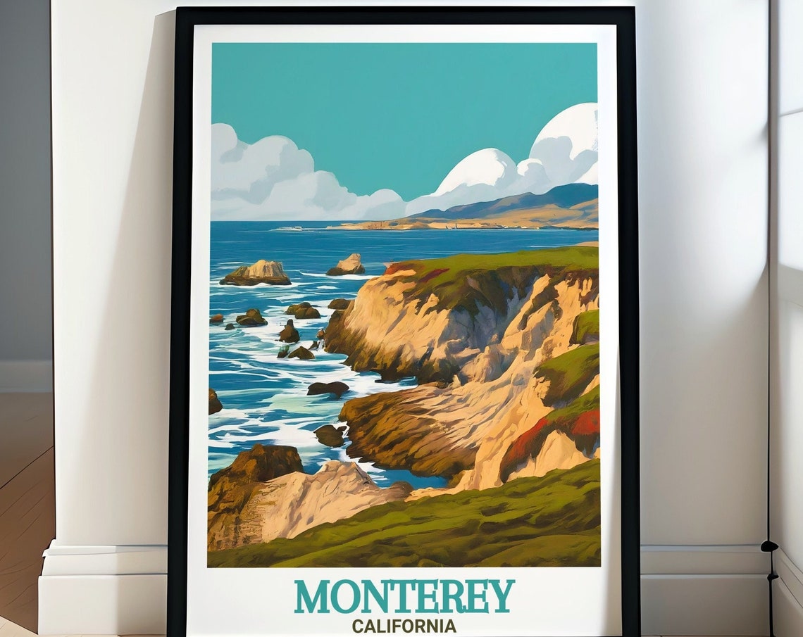 Monterey Artwork 17mile Drive Travel Poster 17mile Drive And California Print Collection Monterey Travel Print And 17mile Drive Art