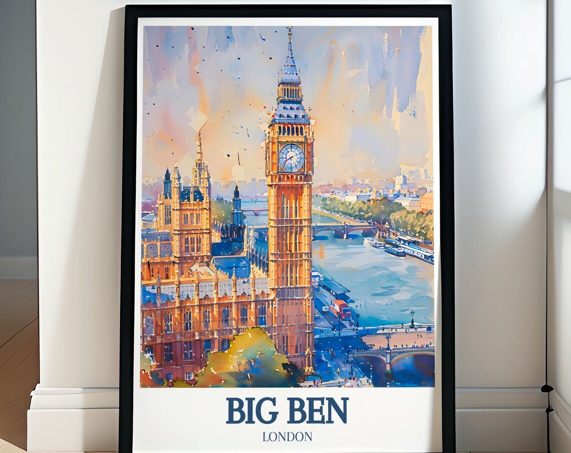 Big Ben London Golden Morning Parliament Thames River Poster