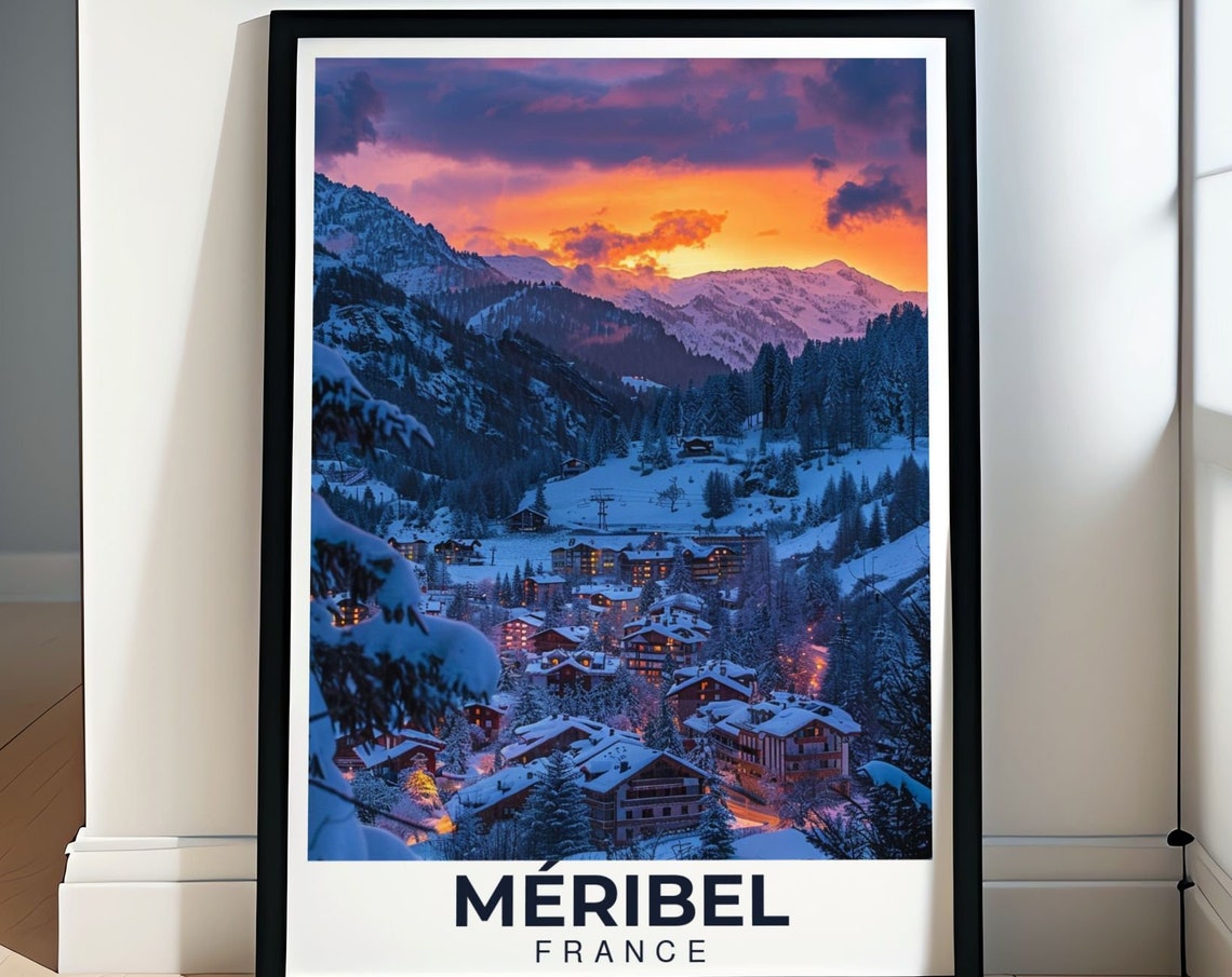 Meribel Travel Poster Meribel Village Travel Poster Meribel Ski Resort Print Framed Meribel Village Art