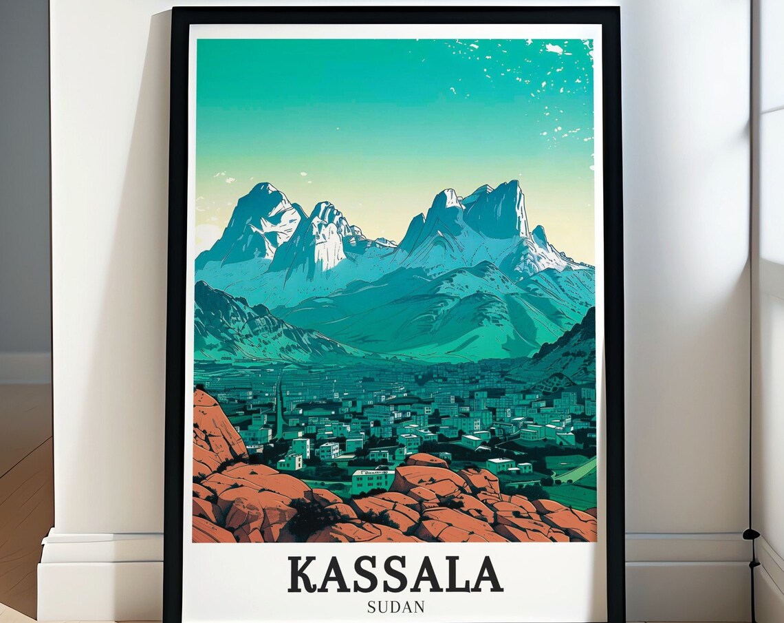 Kassala Sudan Taka Mountains Town Overlook Teal Peaks Poster