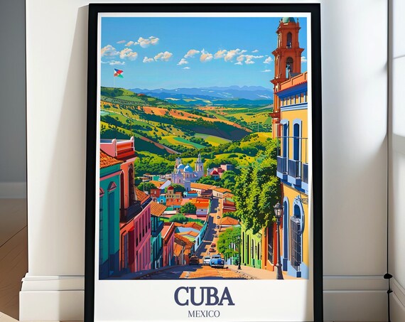 Mexico Cuba Guanajuato Colorful Colonial Hillside Street Poster