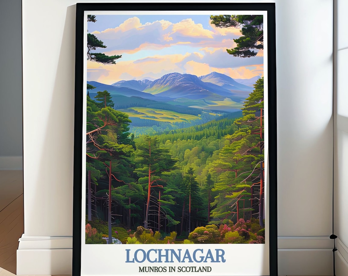 Lochnagar Scotland Pine Forest View Toward Blue Peaks Poster