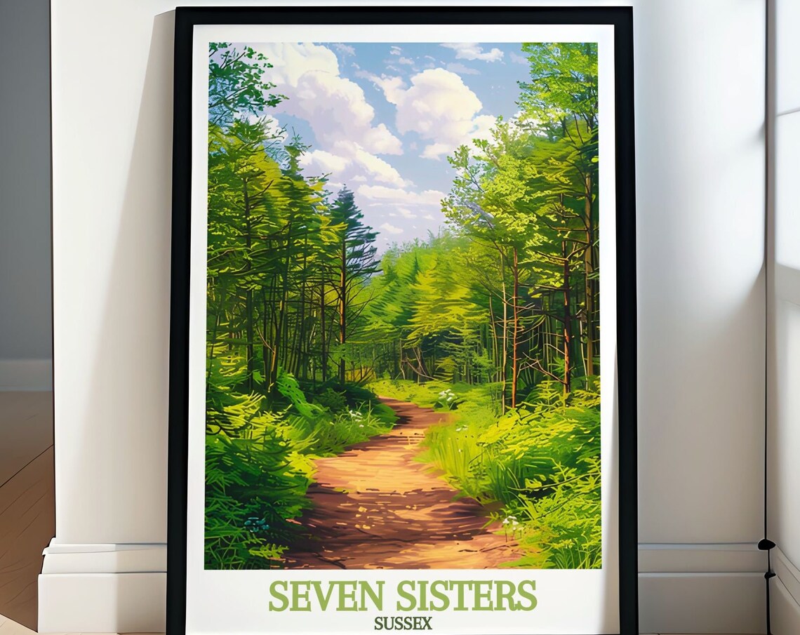Seven Sisters Forest Trail Lush Woodland Sussex Travel Poster