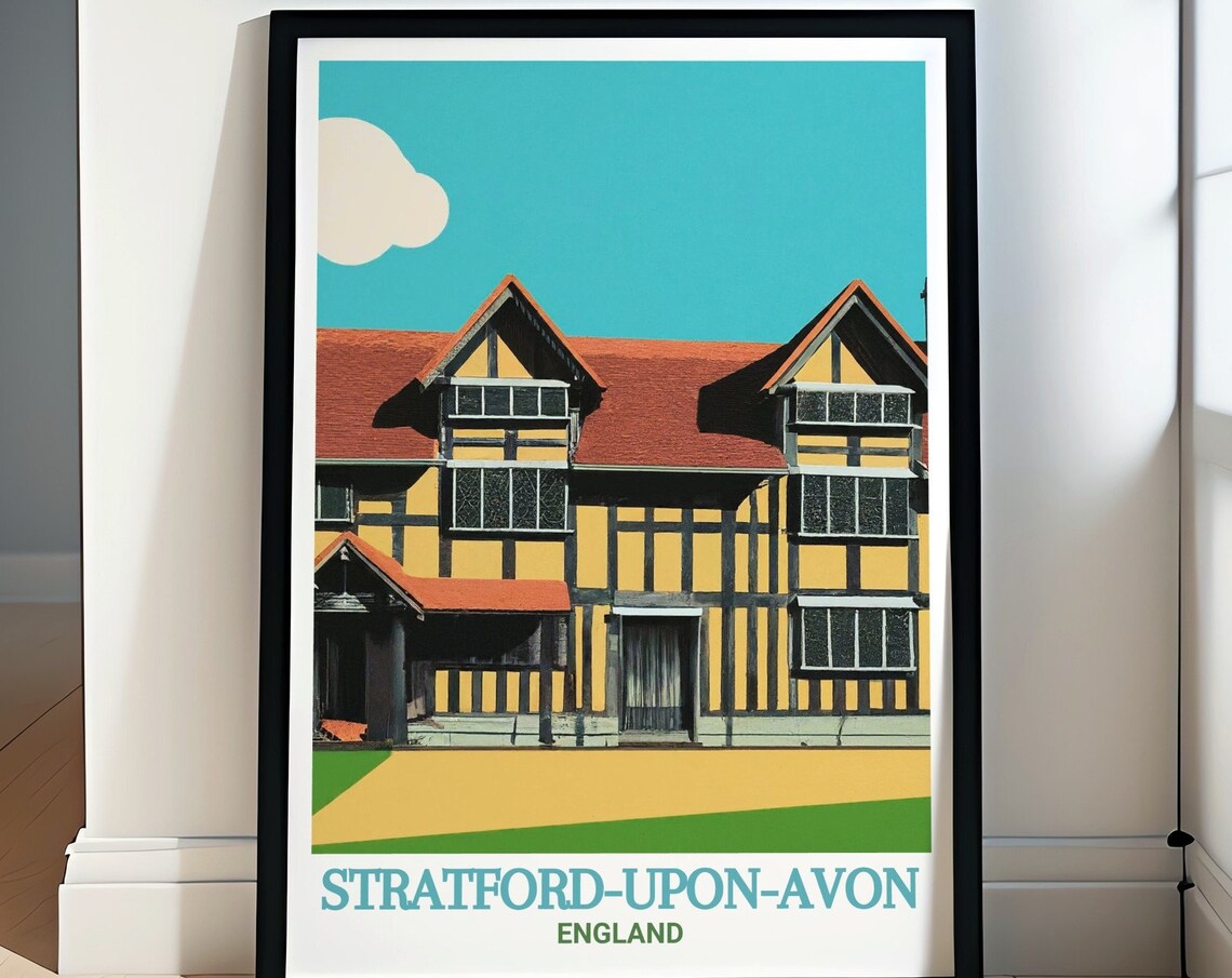 Stratford Upon Avon Shakespeares Birthplace Tudor House Travel Poster