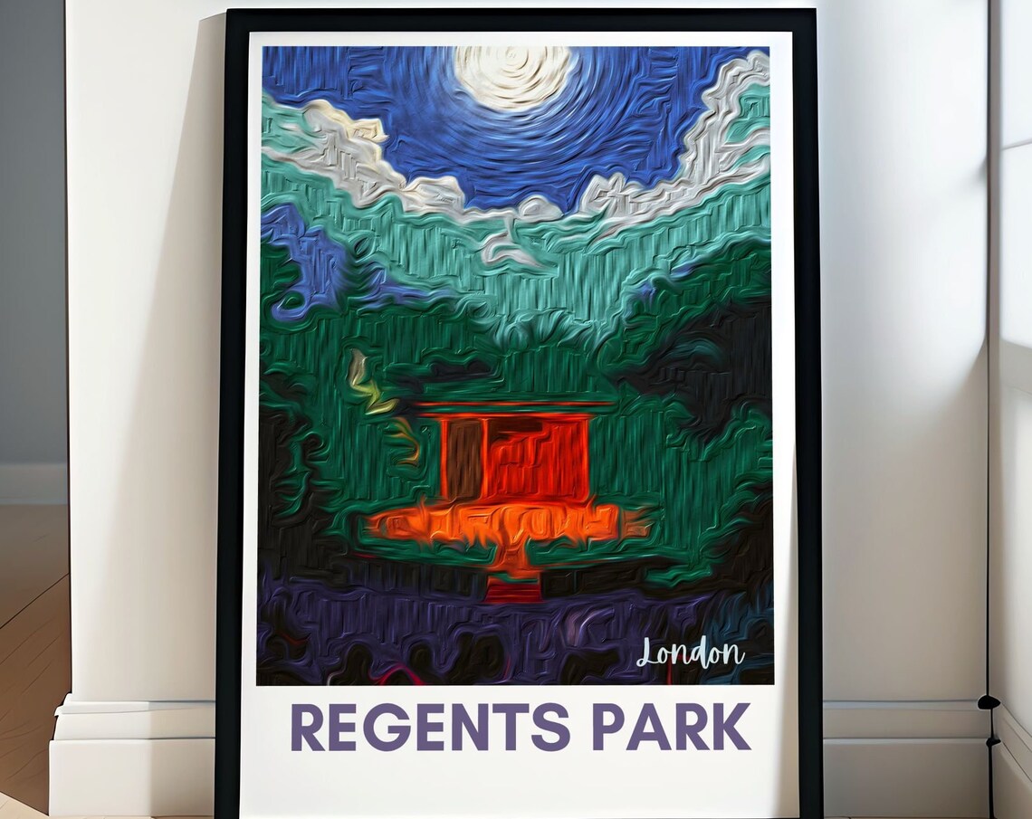 Regents Park London Van Gogh Style Starry Night Oil Painting Poster