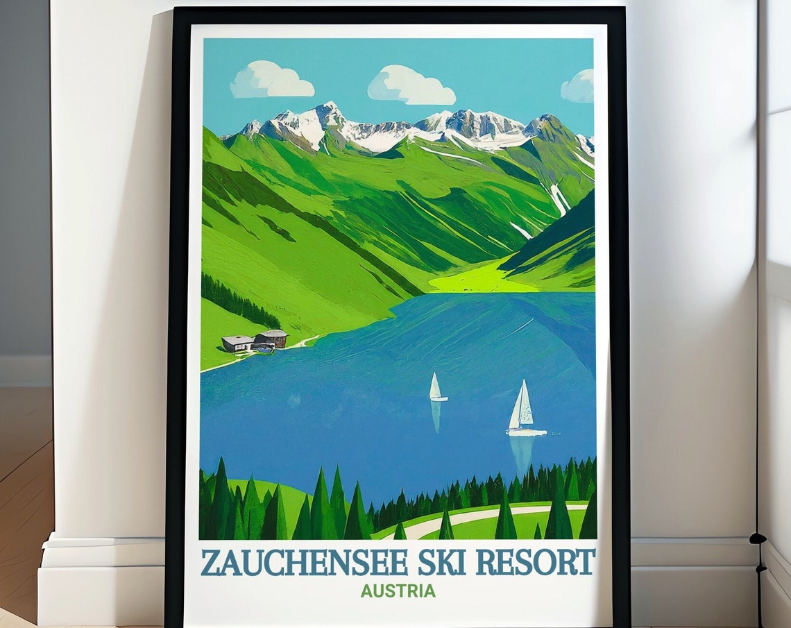 Zauchensee Ski Resort Austria Summer Lake Sailboats Mountain Poster