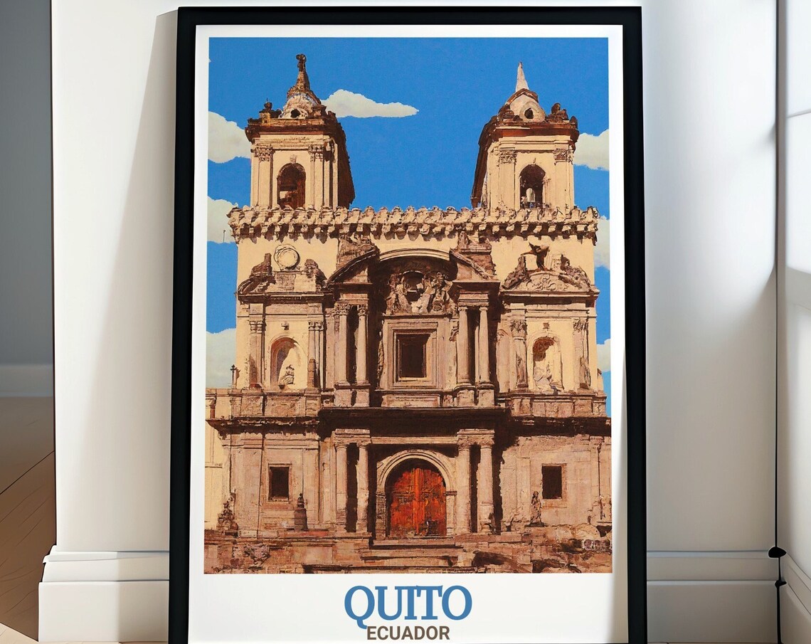Quito Ecuador La Compania De Jesus Church Baroque Facade Travel Poster