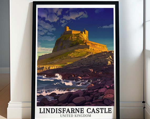 Lindisfarne Castle Travel Prints Causeway Art Collection North Sea Wall Decor Collection Northumberland Print