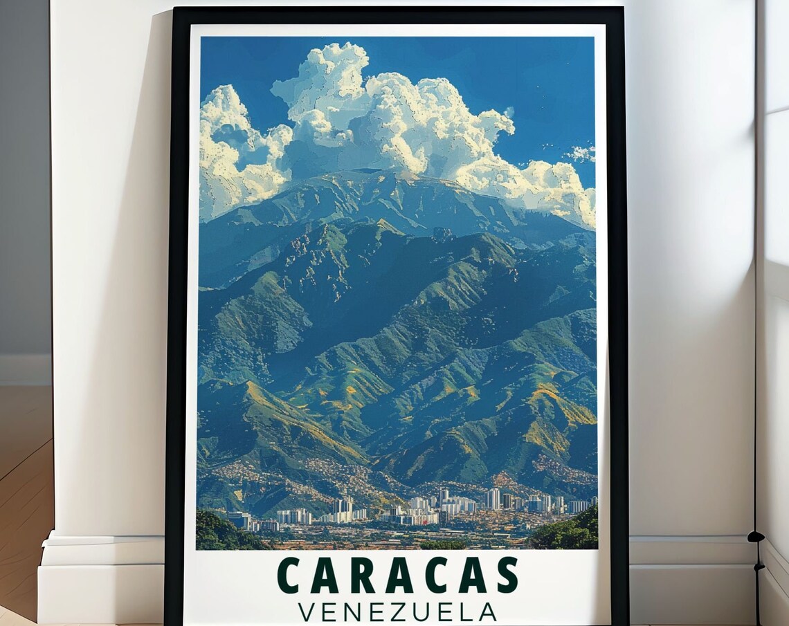 Caracas Avila Mountain Skyline Travel Poster