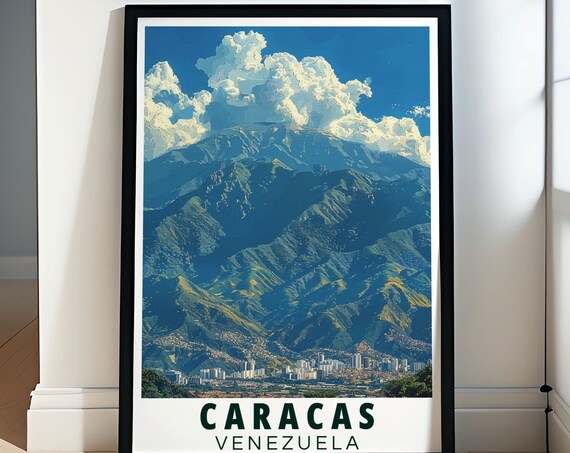 Caracas Avila Mountain Skyline Travel Poster