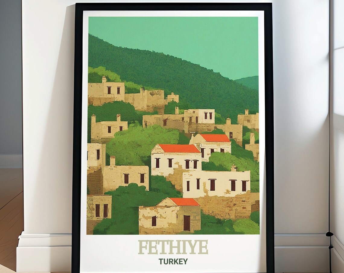 Fethiye Turkey Kayakoy Stone Village Hillside Historic Poster