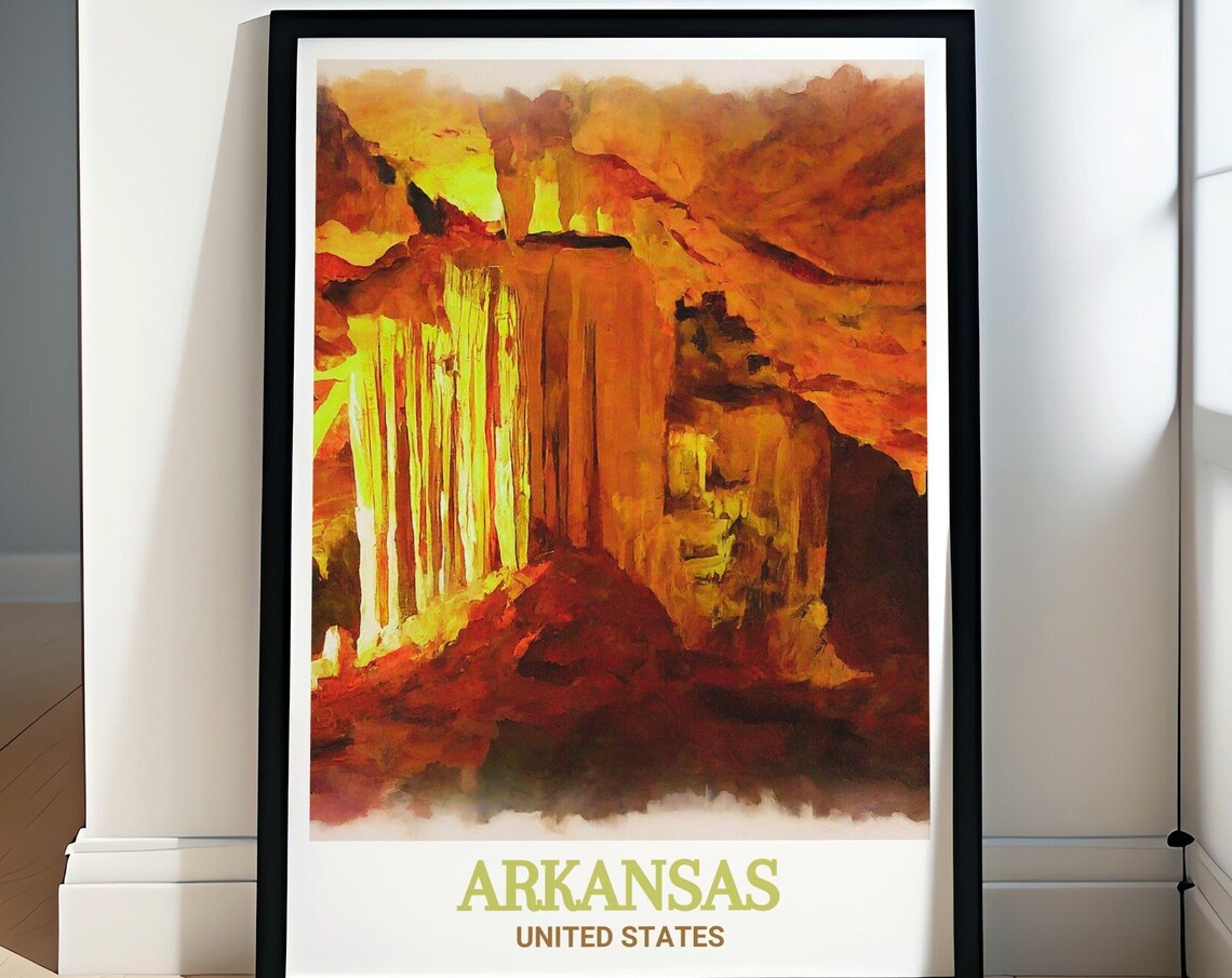 Arkansas Blanchard Springs Caverns Stalactites Golden Glow Poster